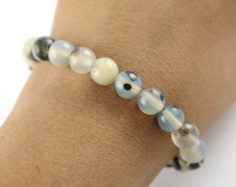 Handmade Agate Bead Bracelet: Stretchable Gemstone Jewelry