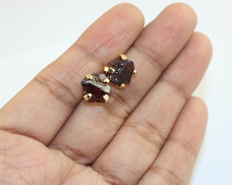 18k Gold Garnet Stud Earrings: January Birthstone