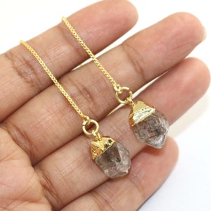 Orecchini Herkimer Diamond Threader: pendenti galvanizzati in oro 18k