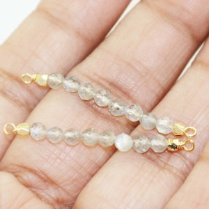 Labradorite Beads Connector, 14k Gold Plated Beaded Bar Connector, Jewelry Making Connector