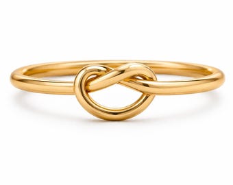 Sterling Silver Knot Ring - Dainty Minimalist Handmade Stacking Ring For Women Her