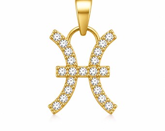 Pisces Zodiac Pendant - Sterling Silver Dainty Pendant - Zodiac Charm Pendant Jewelry - Pendant With Chain