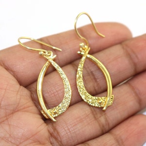 Dainty 18k Gold Plated Brass Dangle Earrings: Handmade Jewelry