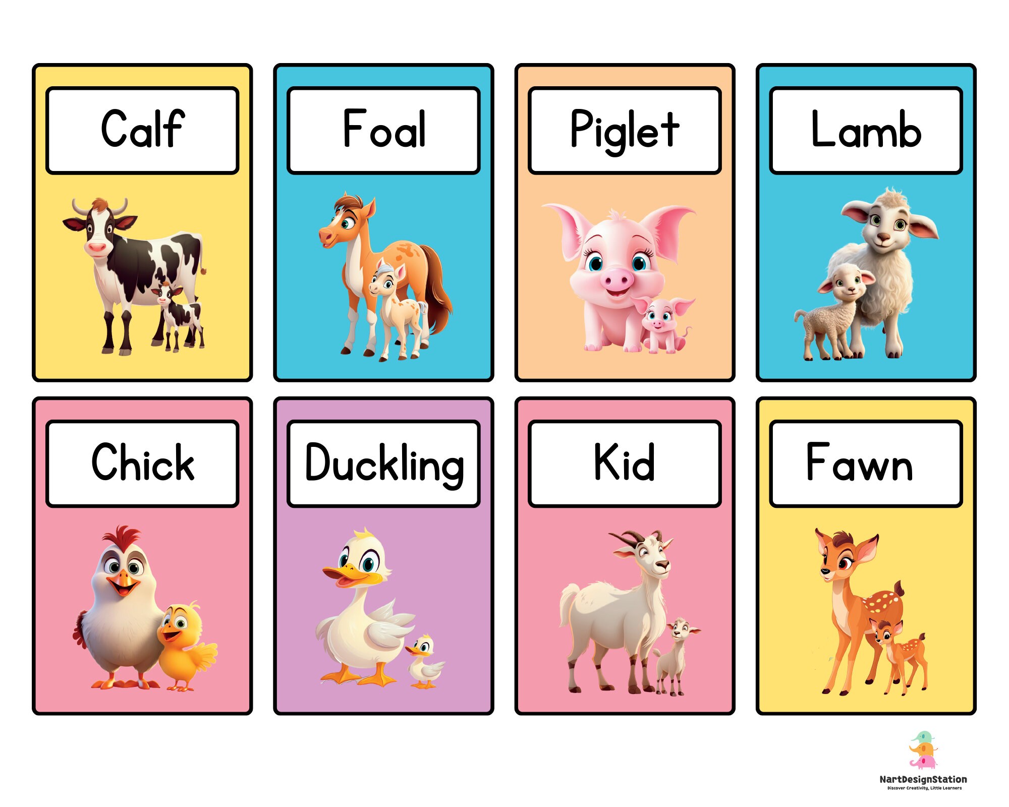 Printable Baby Animals Flashcards Montessori &amp; Pre-school - Etsy