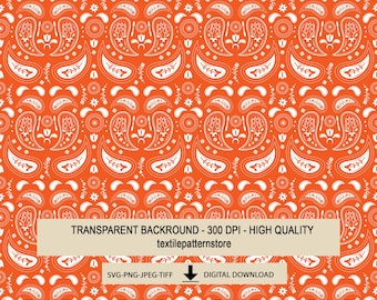 Bandana Paisley Digital Pattern, Seamless SVG PNG JPG, Ready for Fabric & Textile Printing