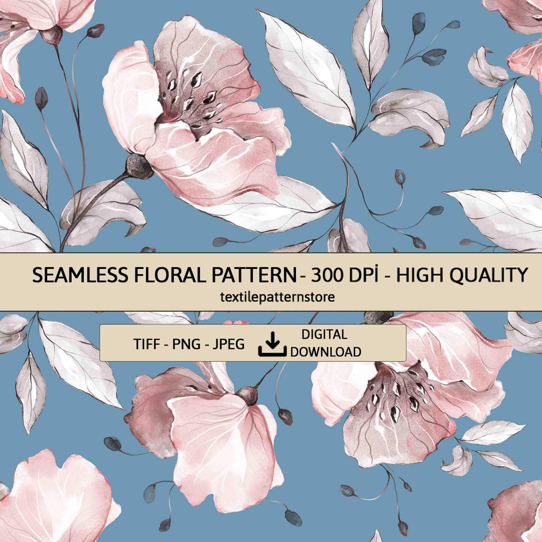 Watercolor Floral Seamless Pattern, High Resolution Digital Paper, 300 ...