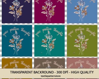 Grow Positive Thoughts, SVG PNG JPG, Motivational Quotes Png, T-shirt Design, Sublimation Design, Digital Cut Files For Cricut, Digital File
