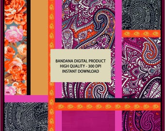 Blaues Paisley-Bandana-Sublimationsdesign, Western-Clipart (PNG, SVG, JPG)