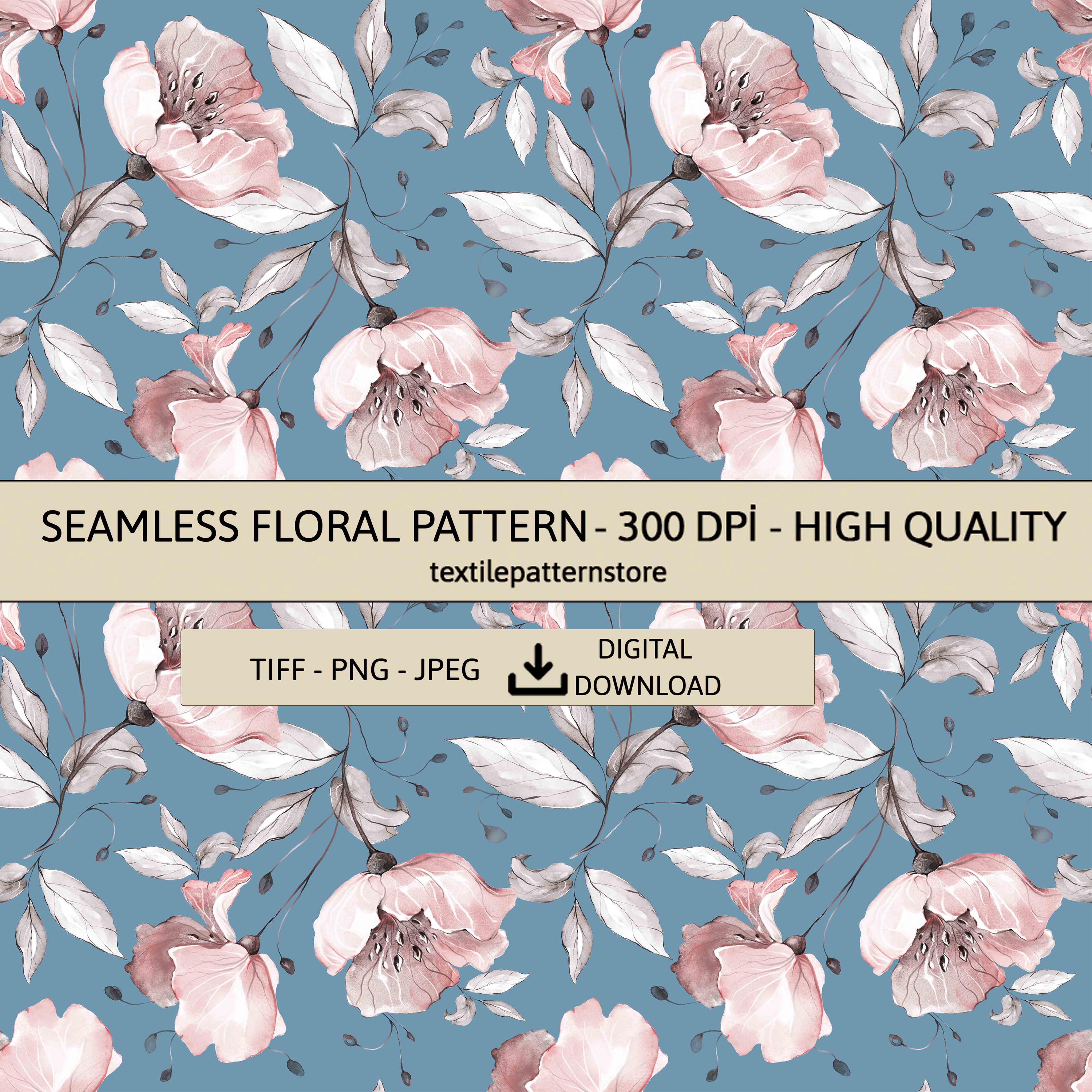Watercolor Floral Seamless Pattern, High Resolution Digital Paper, 300 ...