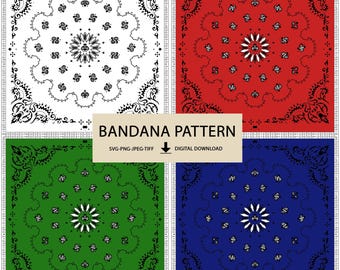 Paisley Bandana Muster PNG SVG, Western Boho Digital Papier, Cricut Sublimationsdateien