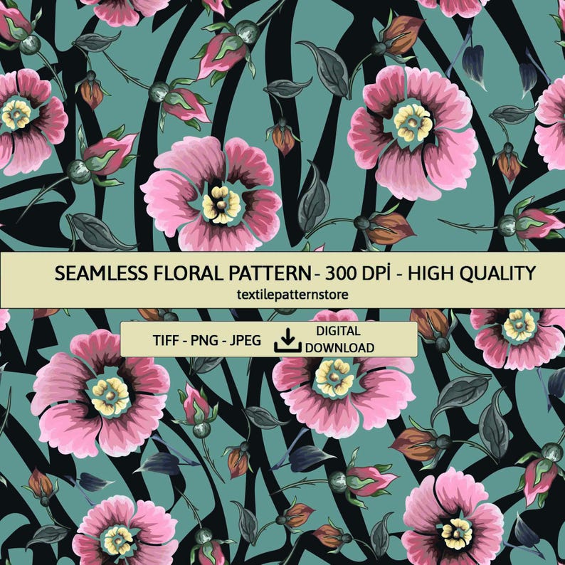 Romantic Floral Seamless Digital Paper, 300 DPI Watercolor Pattern for ...