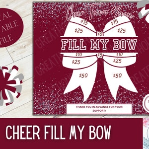 Maroon & White Cheer Fundraiser | Fill My Bow | Fundraiser | Cheer | Cheer Team| INSTANT DOWNLOAD