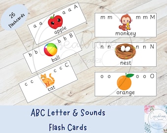 ABC-alfabet-flashcards | Fonische activiteiten | Alfabetkaarten | Kleuterschool | Lettergeluiden | ABC-kaarten | Thuisschool