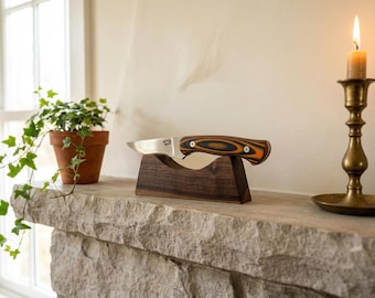 Handmade Walnut Knife Display Stand | Solid Wood Knife Collector Gift, father’s Day gift, gift for Dad, pocket knife display, folding knife