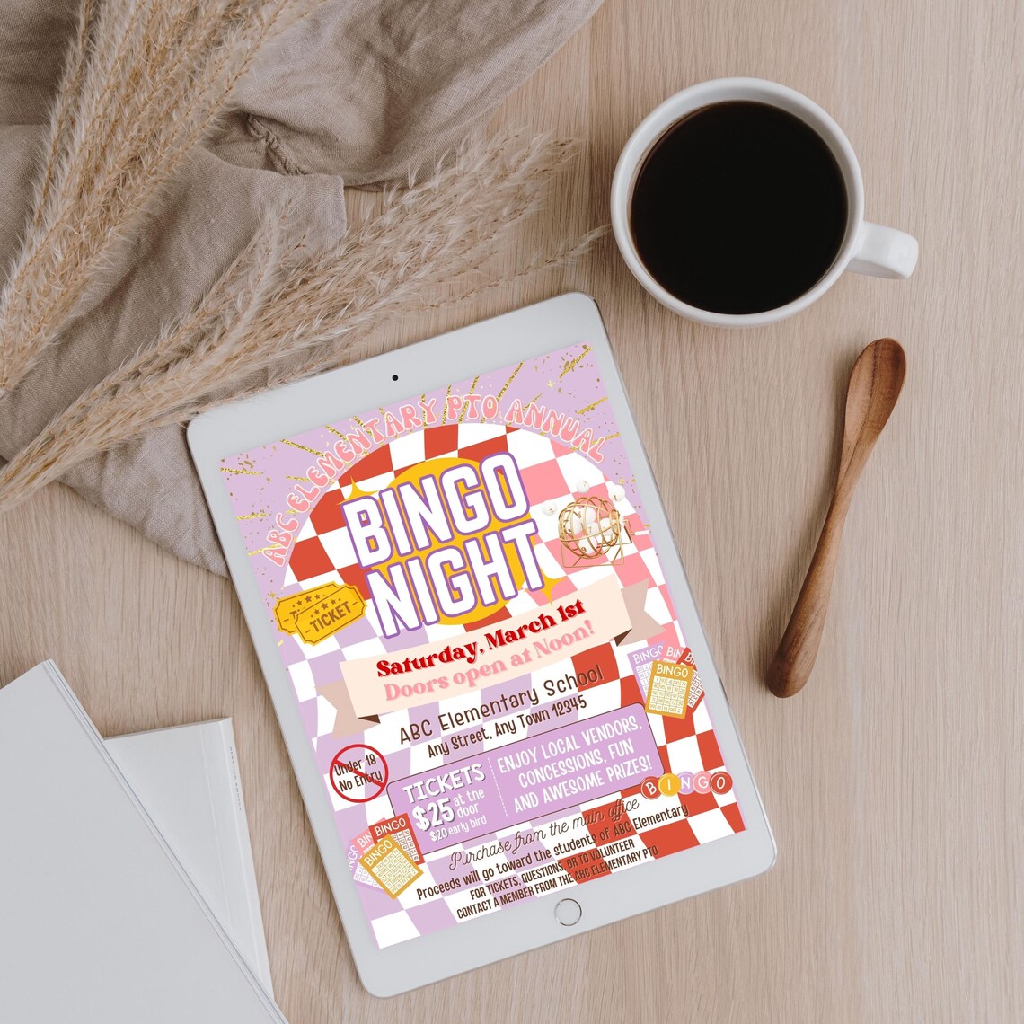 Editable Bingo Night Flyer Template, Canva Design, Fundraiser Flyer ...