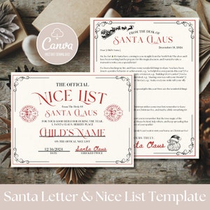 Personalisierter Brief an den Weihnachtsmann, Brief an den Weihnachtsmann, schöne Liste, Sofort Download Weihnachtsvorlagen, Canva Weihnachtsmann Brief