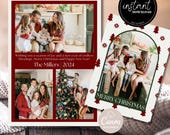 Editable Christmas card template, DIY holiday card, Canva, digital download, personalized holiday card, custom, modern and elegant design