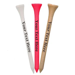 Golf Tees Personalized - Wooden 2-3/4 Inch - Choose from White, Pink or Natural Color - Custom Golf Tees | Custom Golf Gifts
