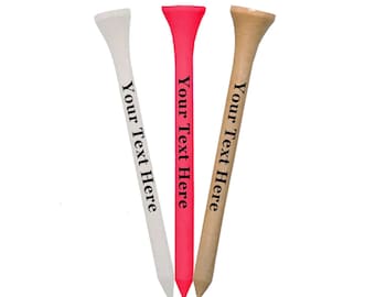 Golf Tees Personalized - Wooden 2-3/4 Inch - Choose from White, Pink or Natural Color - Custom Golf Tees | Custom Golf Gifts