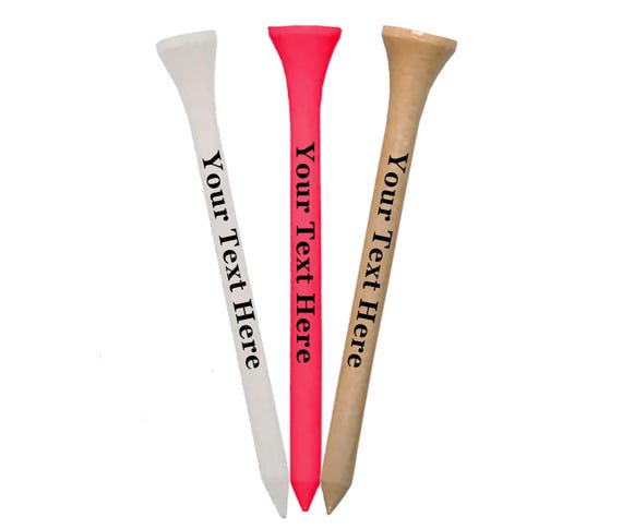 Golf Tees Personalized - Wooden 2-3/4 Inch - Choose from White, Pink or Natural Color - Custom Golf Tees | Custom Golf Gifts