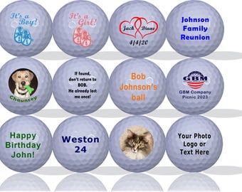 Pelotas de golf blancas personalizadas: personalizadas con su foto, logotipo o texto