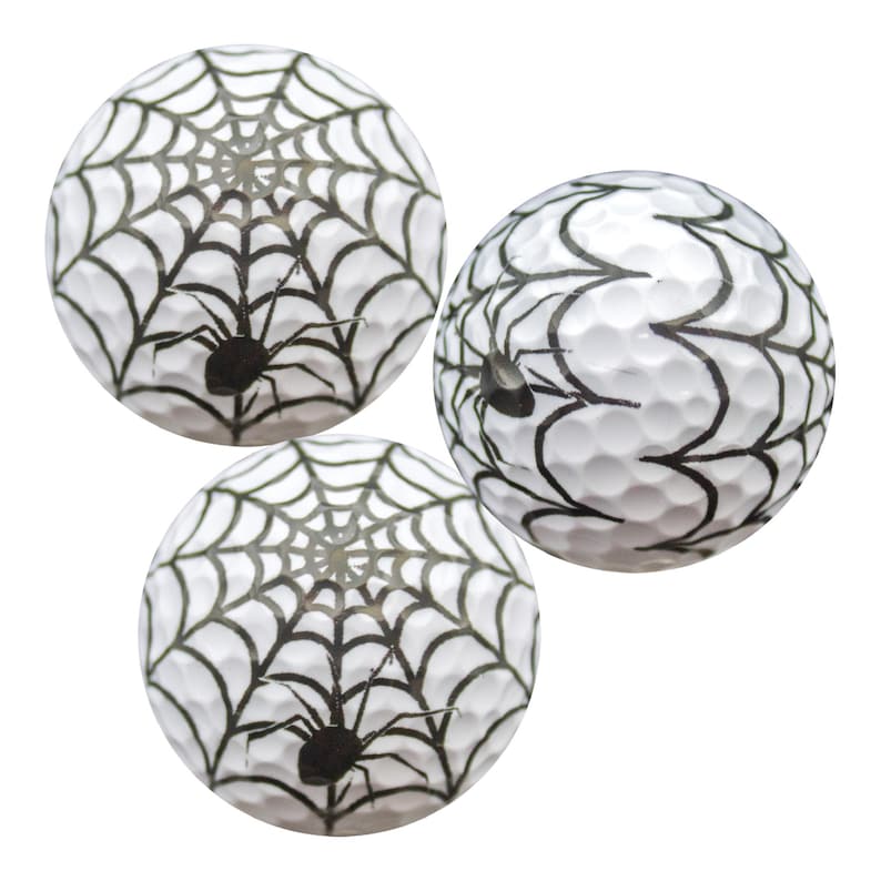 Golf Balls (Spider Web) - Halloween, Party Decor, Golf Favors 3 balls