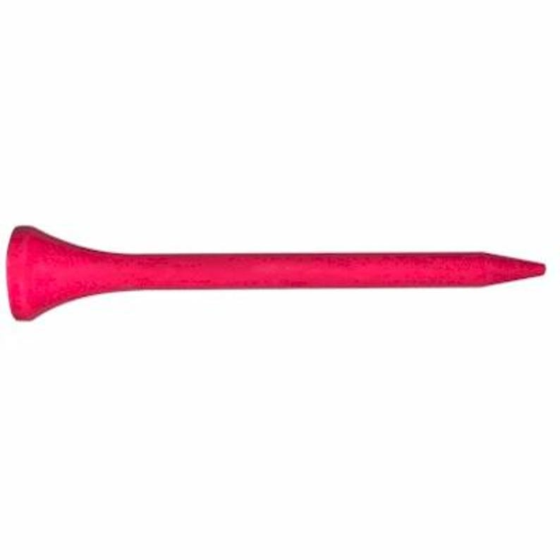 K&ouml;nnte beinhalten: Ein leuchtend pinkfarbener Golftee mit einer spitzen Spitze und einer ausgestellten Basis.