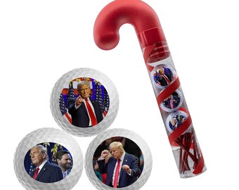 Trump-golfballen en -T-shirts in snoepgoedverpakking