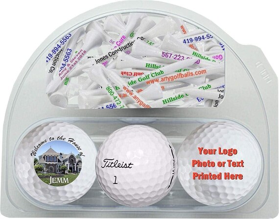 パーソナライズされた ProV1 ゴルフボール＆ティーセット：写真、ロゴ 