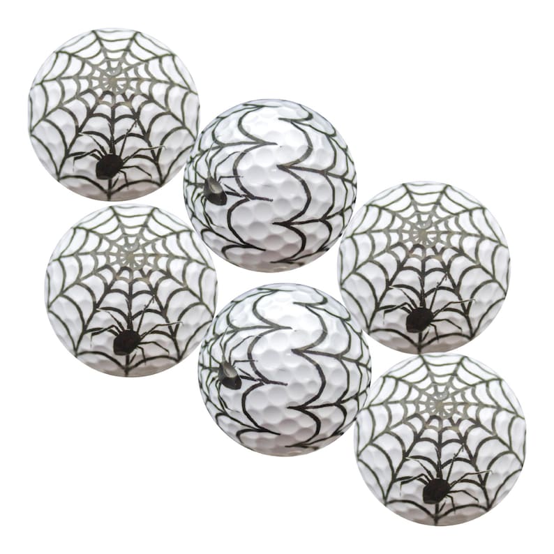 Golf Balls (Spider Web) - Halloween, Party Decor, Golf Favors 6 balls
