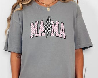 Retro Mama T-Shirt: Comfort Colors Checkered Mom Tee