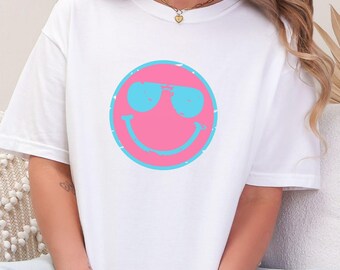 Comfort Colors Smiley Face T-Shirt: Summer Sunglasses Tee