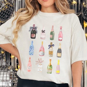 Comfort Colors Champagne Bottles T-Shirt: Bachelorette Party Tee