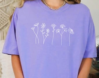 Camisa con diseño de flores silvestres Comfort Colors: camiseta floral estilo cottagecore