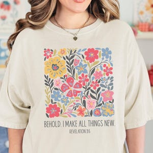 Comfort Colors Floral Bible Verse T-Shirt: Boho Christian Tee