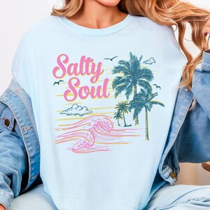 Comfort Colors Salty Soul Shirt: Vintage Beach Tee, Summer Vibes