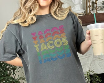 Retro Tacos Shirt: Comfort Colors Tee, Taco Lover Gift