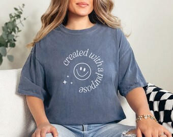 Creata con uno scopo Maglietta: Comfort Colors Christian Tee