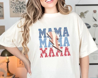 Camiseta de béisbol Comfort Colors para mamá: camiseta de algodón suave