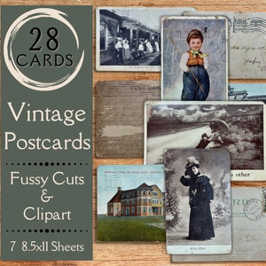 Papier numérique pour cartes postales vintage pour journaux indésirables. Éphémères d'authentiques cartes postales du début des années 1900 pour albums de découpures. Images et coupes éphémères éphémères