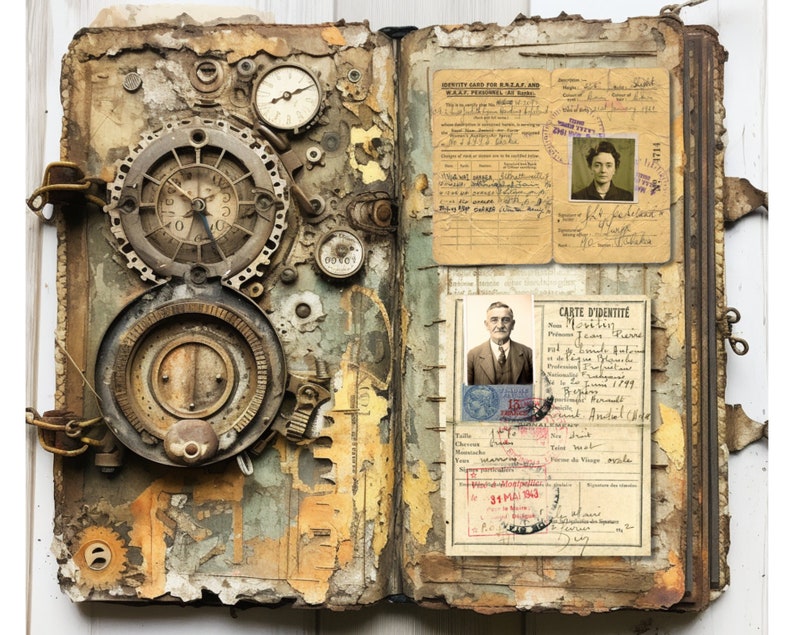 Vintage Passports Junk Journal Ephemera. Digital Paper of Antique ...