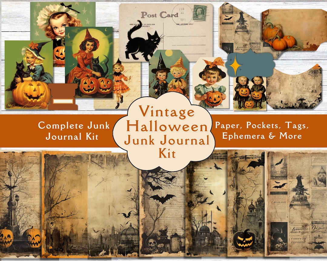 Vintage 1950s Halloween Junk Journal Kit. Retro, 1950s Vintage Digital ...