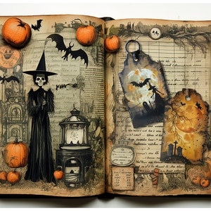 Vintage Grunge Halloween Junk Journal Tags. Digital Paper of Gothic ...