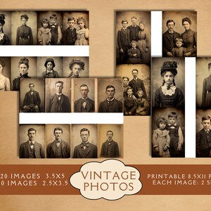 Digital paper of 1800s pictures of families, children, men and women for scrapbooks. Victorian ephemera. Vintage Victorian Pictures Junk Journal Paper. Digital paper of vintage victorian ephemera for junk journals. For the vintage crafter.