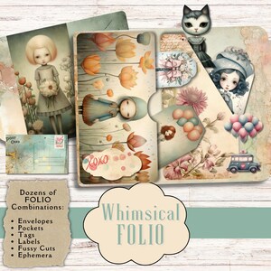 Kit de journal bohème fantaisiste. Papier numérique d'éphémères, d'images clipart et d'étiquettes à l'aquarelle, de style bohème. Kit folio pour les artisans bohèmes