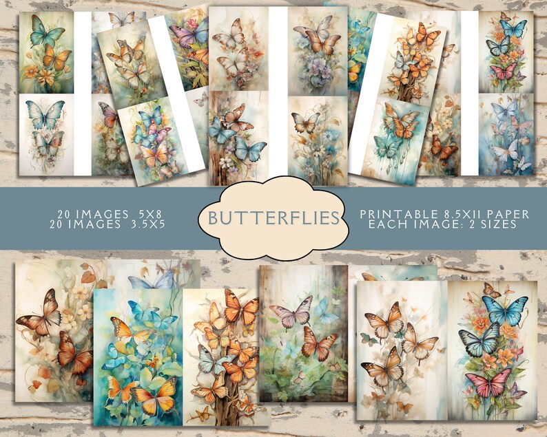 Whimsical Butterfly Junk Journal Paper. Digital Paper of - Etsy