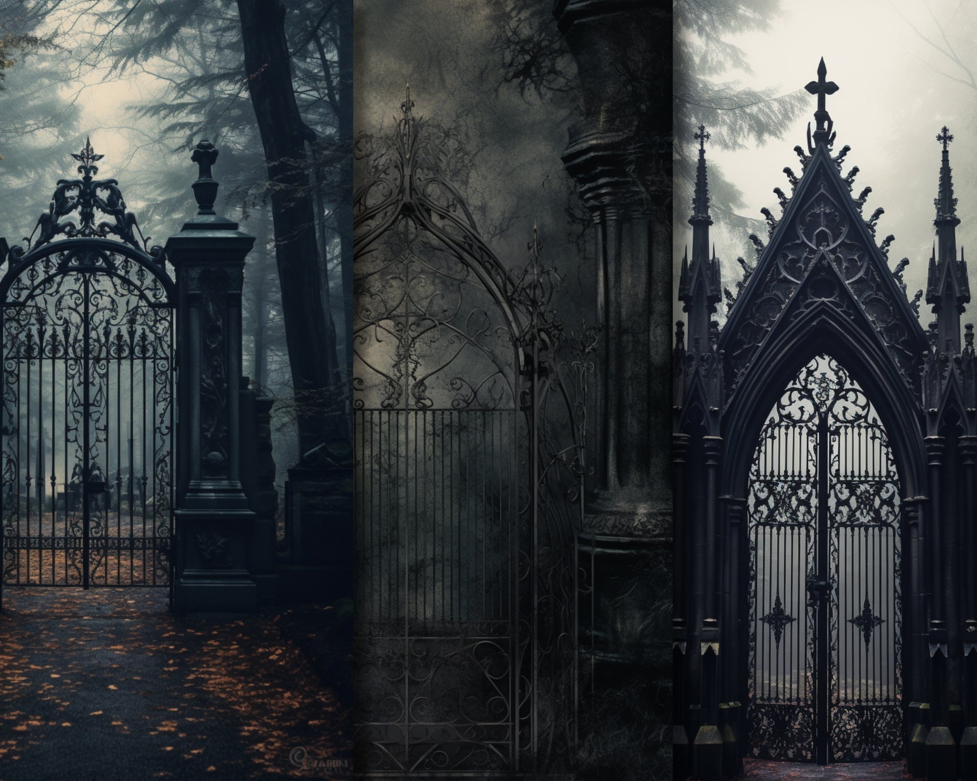 Gothic Cemetery Gates Junk Journal Paper. Digital Paper of Iron Gates ...