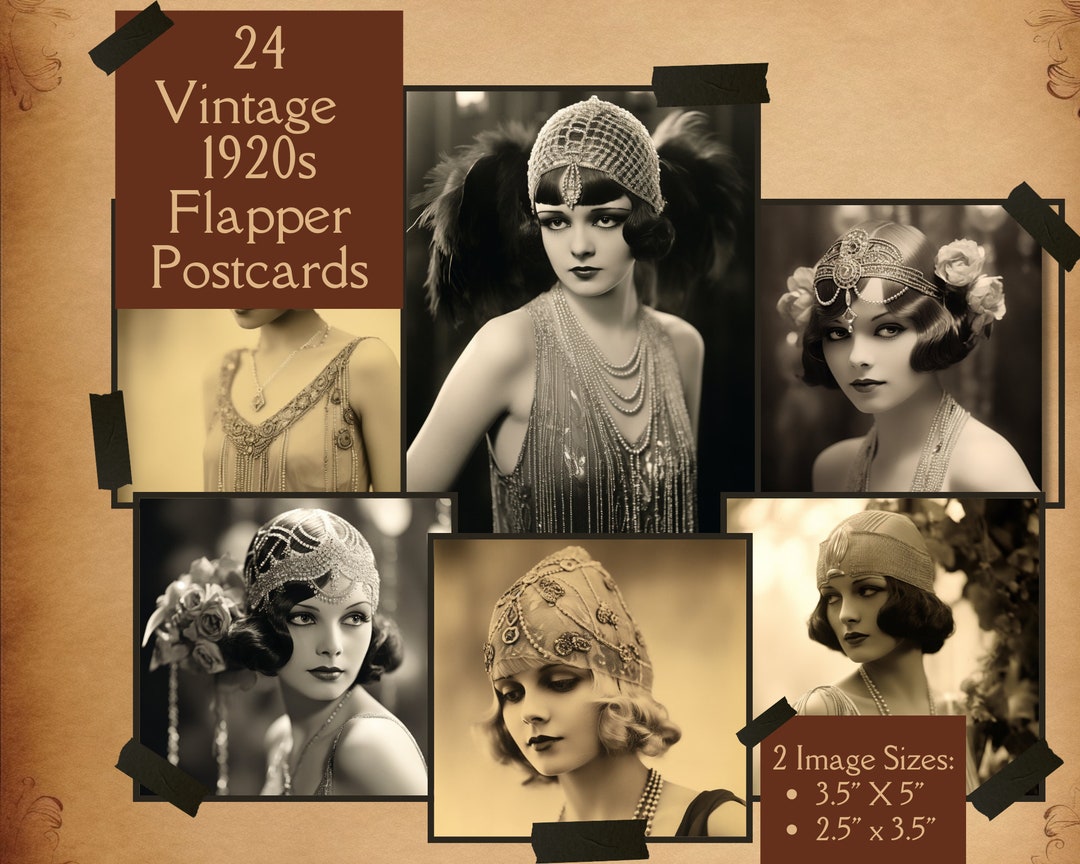 Vintage Flapper Postcards. Digital Paper of Vintage 1920s Ephemera for ...