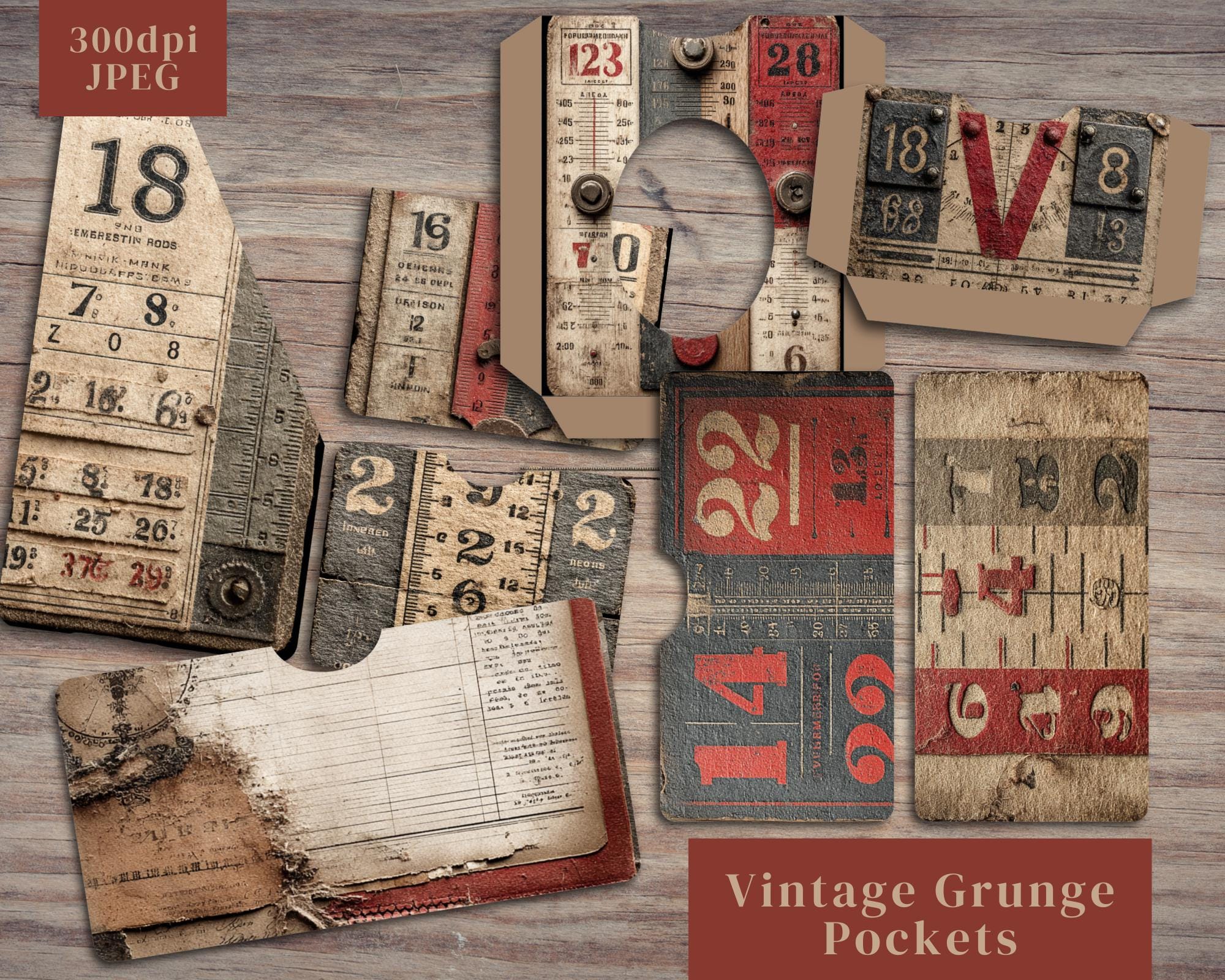 Vintage Grunge Junk Journal Kit. Digital Paper of Industrial Junk ...