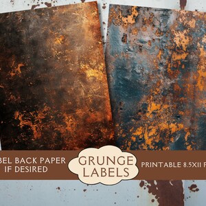 Grunge Number Junk Journal Labels. Digital Paper of Primitive Rust ...